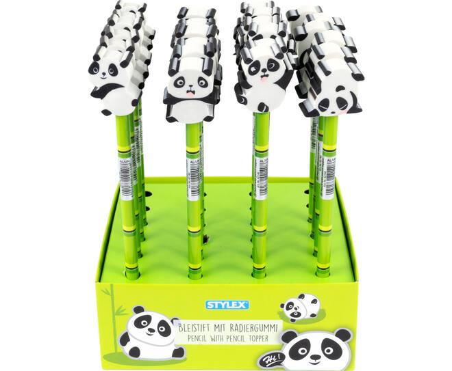 Bleistifte mit Radiergummi  Topper PANDA-Design