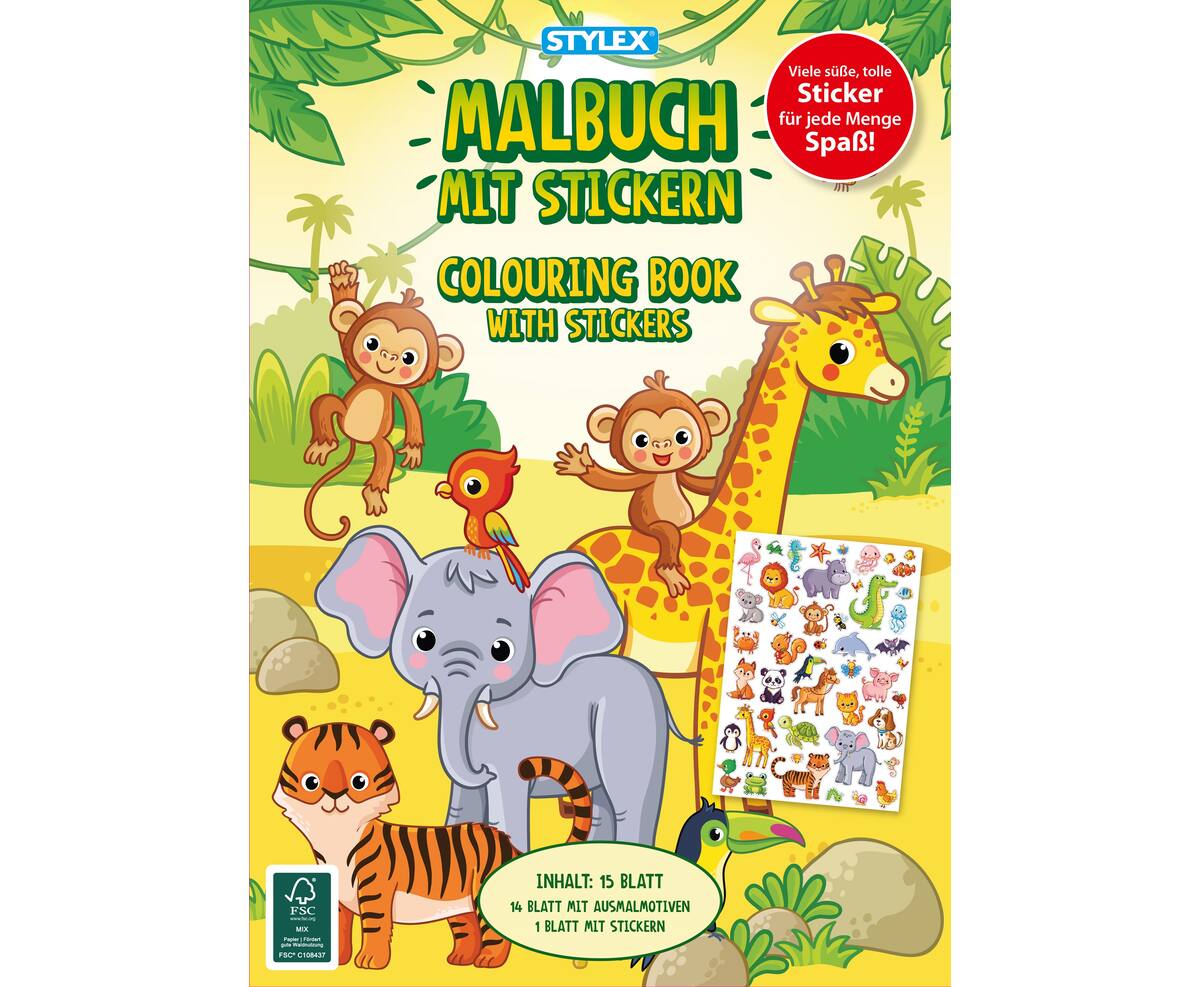 Sticker-colouring book A4 (77077), STYLEX | School - Stylex