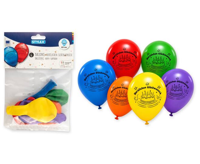 Balloons, "Herzlichen Glückwunsch", 6 pieces