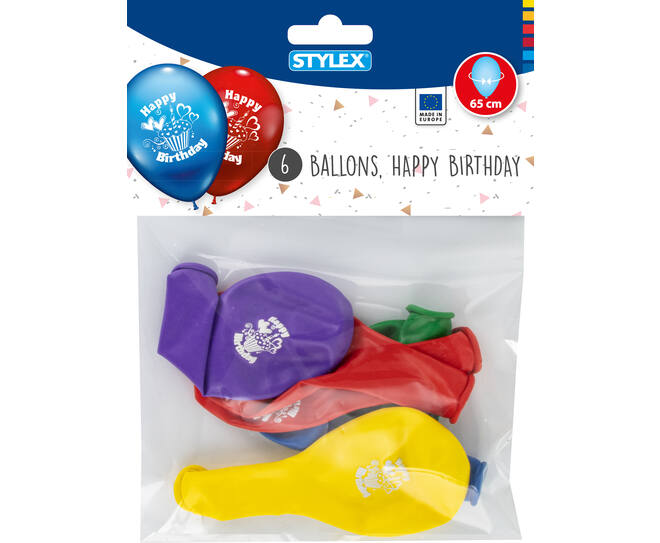 Balloons, "Happy Birthday", 6 pieces