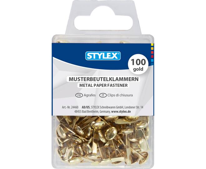 Paper fastener, gold, 100 pieces