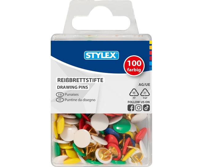 Reißbrettstifte, farbig, 100 Stück