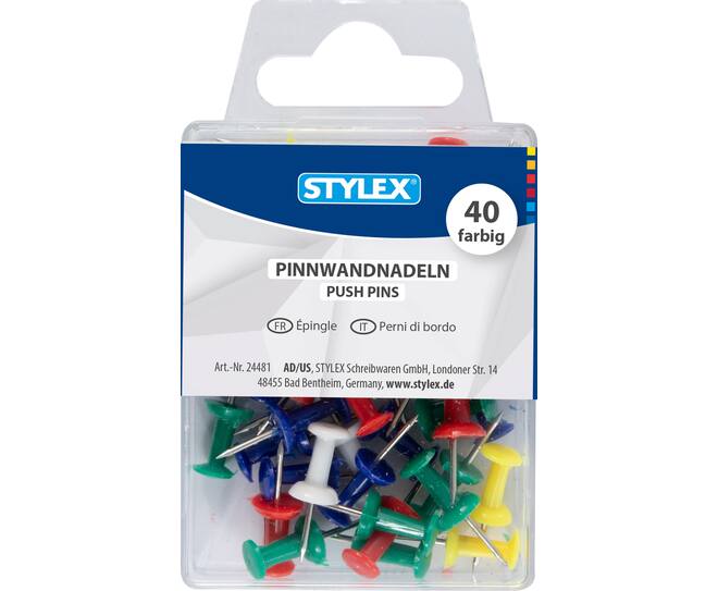 Pushpins, coloured, 100 pieces