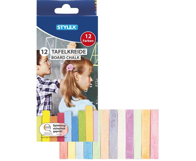 Board chalk, 12 pieces, coloured 