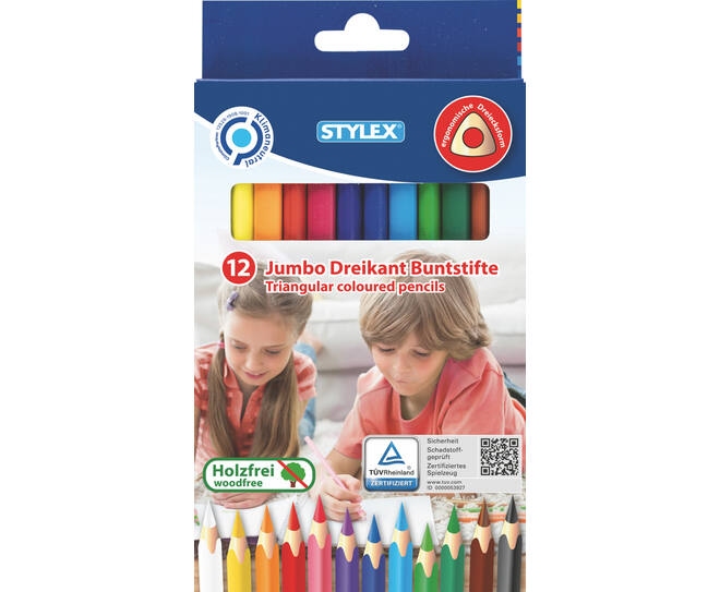 Jumbo colouring pencils, woodfree, 12 in box