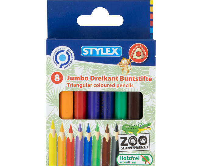 8 Jumbo colouring pencils, Zoo