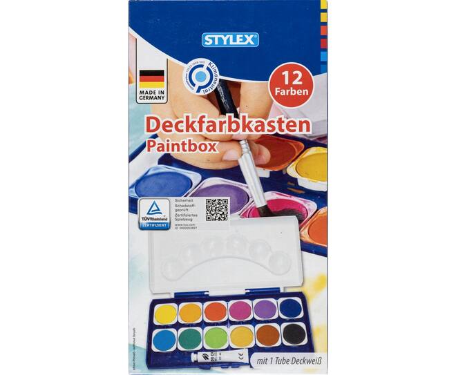 Deckfarbkasten, 12 Farben