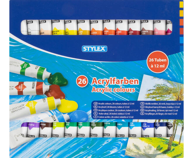 Acrylic Paint, 26 tubes à 12 ml