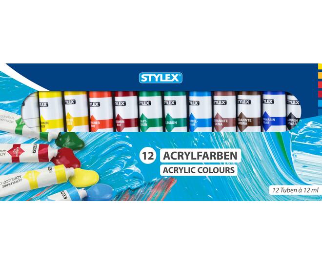 Acrylic Paint, 12 tubes à 12 ml