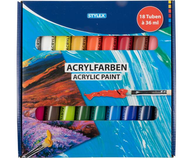 Acrylfarben, 18 Tuben, à 36 ml