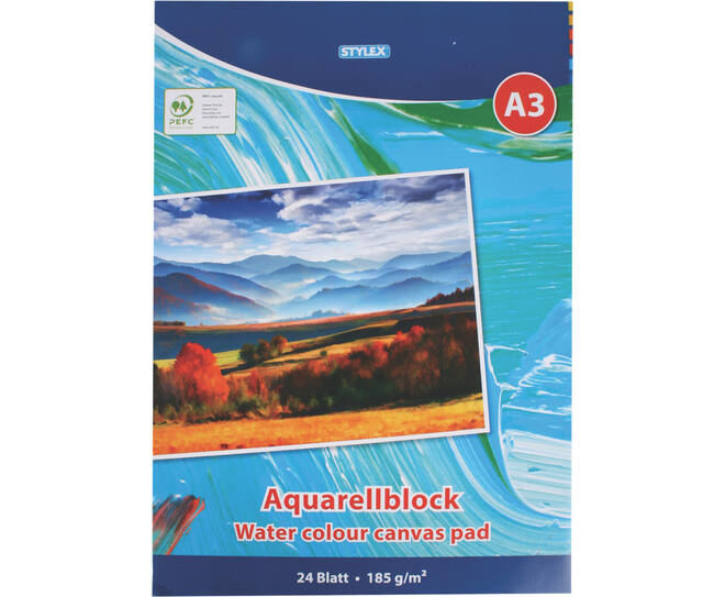 Aquarellblock, DIN A3, 24 Blatt