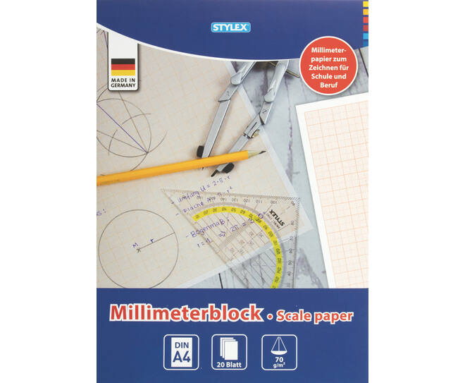 Graph paper, DIN A4, 20 sheets, wood-free