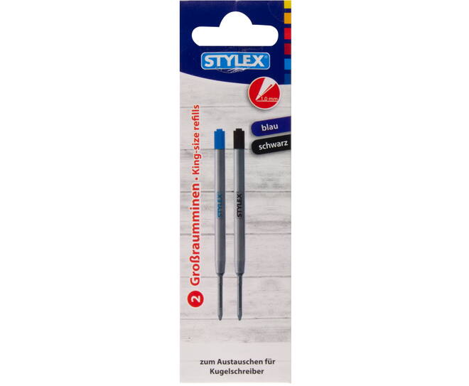 Ball pen refills Jumbo, 2 pieces, blue/black