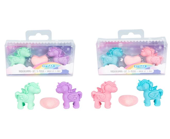 Radiergummi-Set Einhorn, 3-teilig