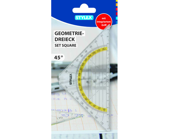 Trigonometry set, 16 cm, with grip