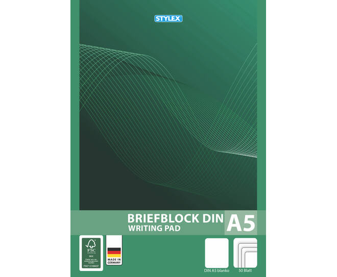 Writing pads, DIN A5, plain, FSC