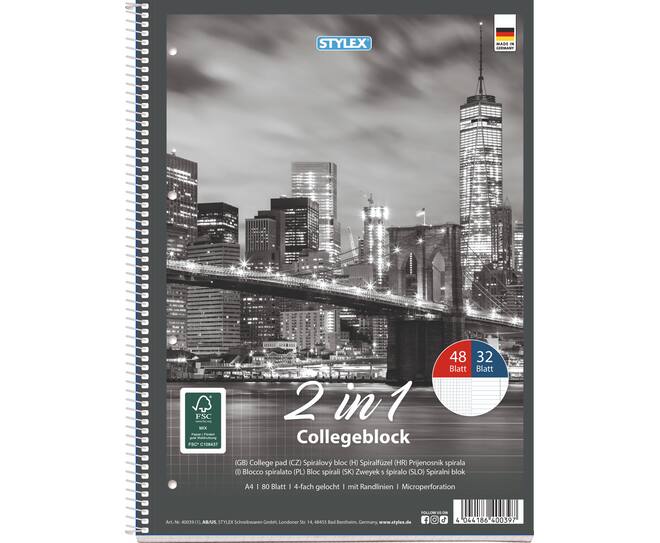 Collegeblock, DIN A4, Duo