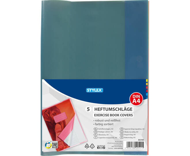 Exercise book covers, DIN A4, 5 pieces