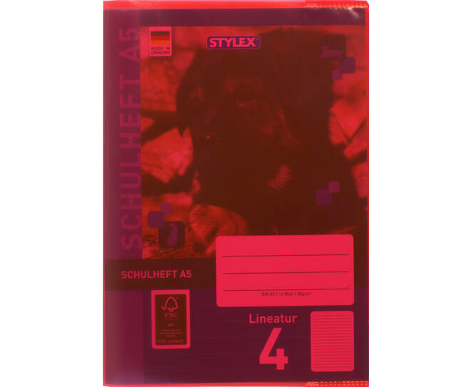 Exercisebook cover, A5, red, transparent