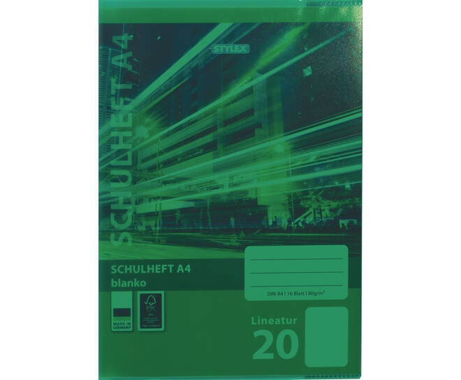 Exercisebook cover, A4, green, transparent