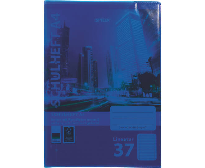 Exercisebook cover, A4, blue, transparent