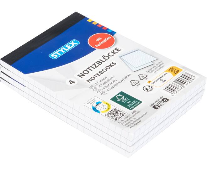 Notebook, DIN A7, squared, 4 pieces