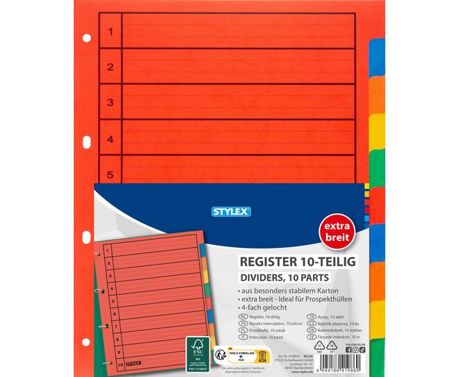 Ordner-Register, 10-teilig, extra breit