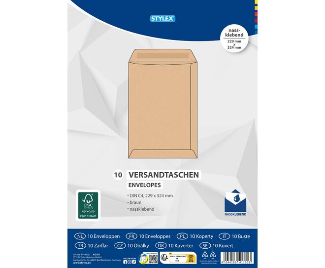 Envelopes, DIN C4, brown