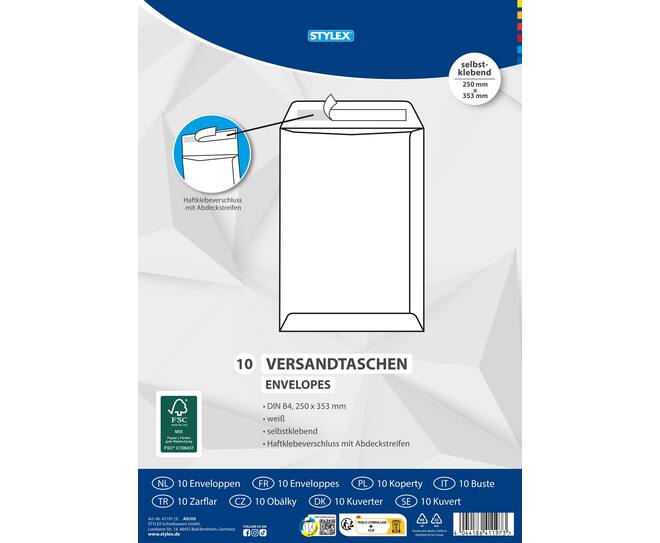 Envelopes, DIN B4, 10 pieces