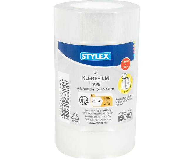 Klebefilm, 5 Rollen, 18 mm x 33 m