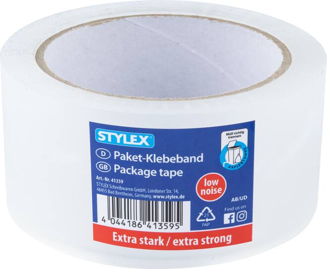 Package tape, transparent, extra strong