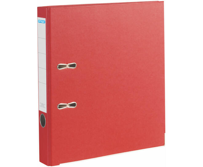 Lever arch files, red, slim book spine
