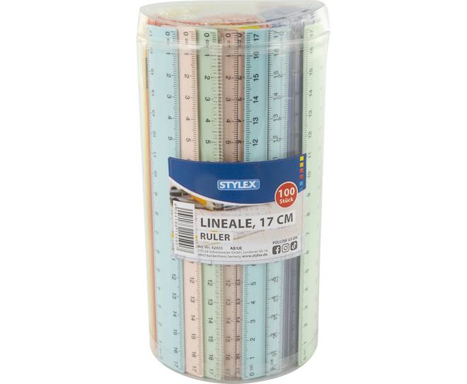 Ruler, plastic, 17 cm