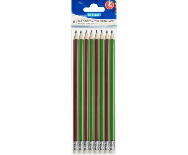 Pencil with eraser, 8 pieces