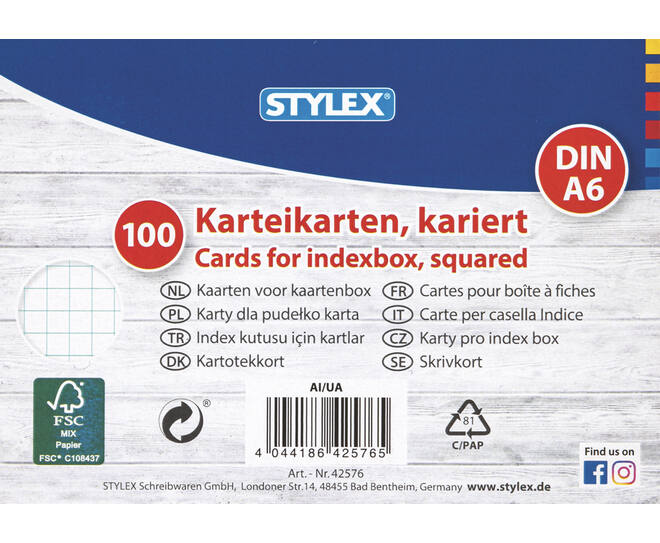 System cards, squared,  A6, 100 sheets, FSC