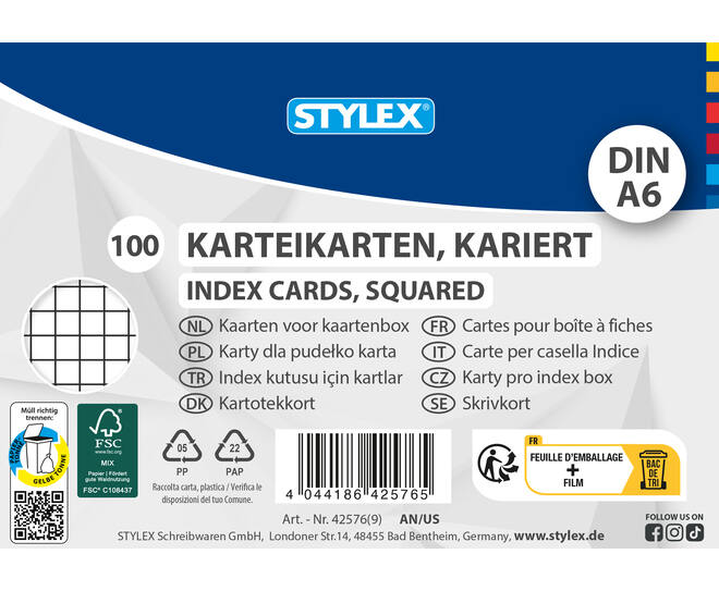 System cards, squared,  A6, 100 sheets, FSC
