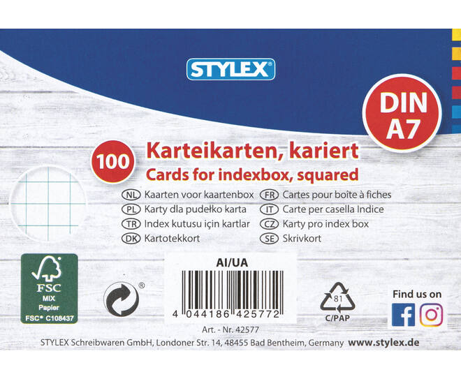 System cards, squared,  A7, 100 sheets, FSC