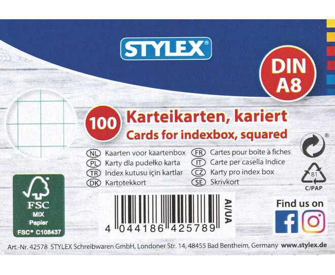 System cards, squared,  A8, 100 sheets, FSC