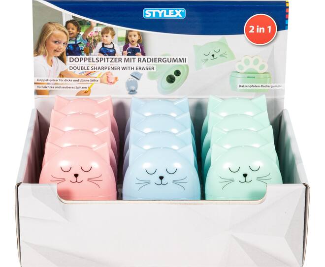 Cat, Double Sharpener With Eraser
