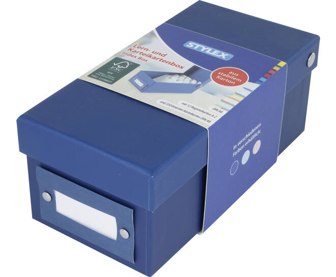 Cardboard index card box, A8, 350 pcs index cards, 12 pcs dividers (A-Z)