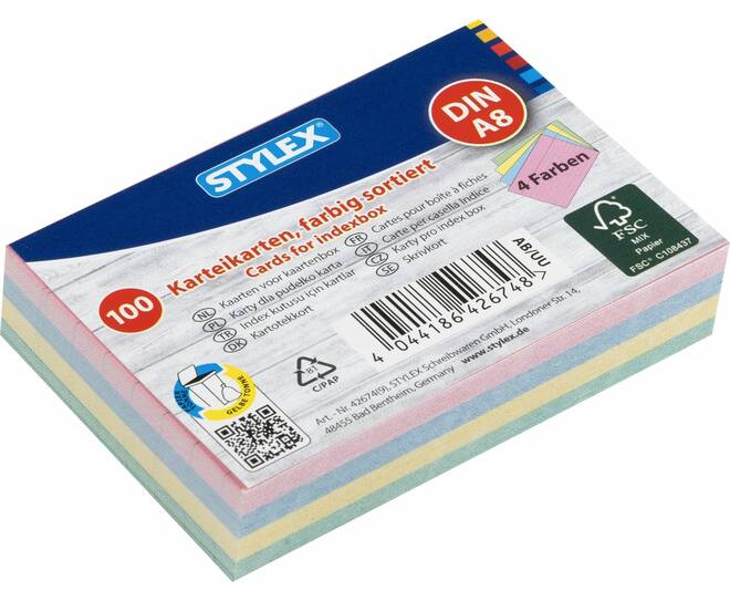 System cards, A8, assorted colours, 100 sheets