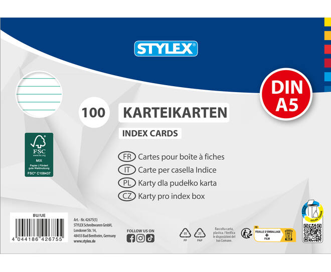 System cards, A5, 100 sheets
