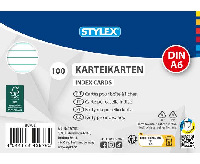 System cards, A6, 100 sheets