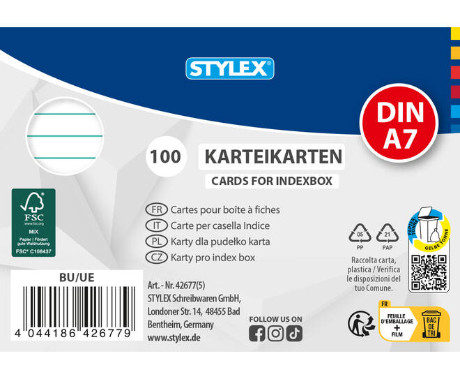 System cards, A7, 100 sheets