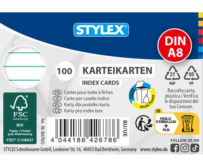 System cards, A8, 100 sheets 