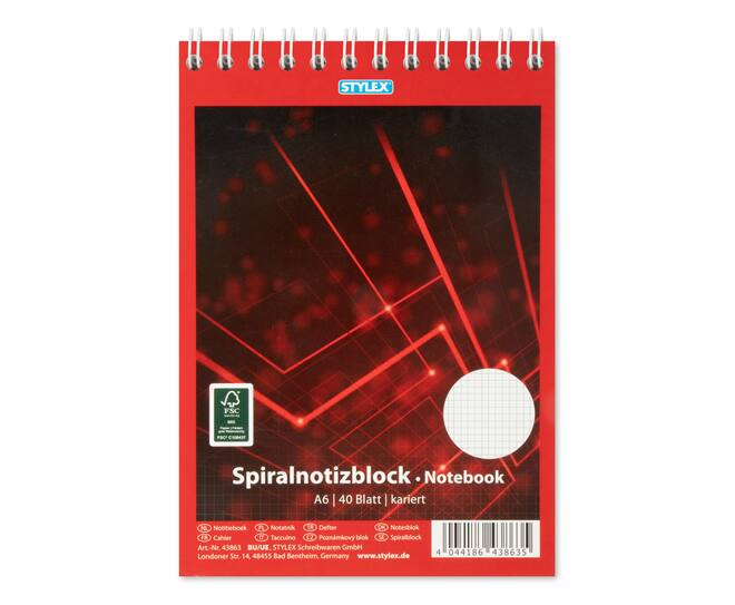 Spiral-Notizblock, DIN A6, kariert
