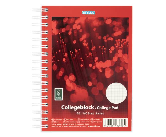 Spiral college pad, DIN A6, squared,