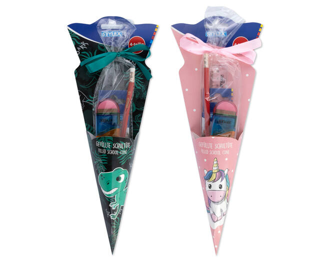 School cone, 35 cm, filled with 4 items 