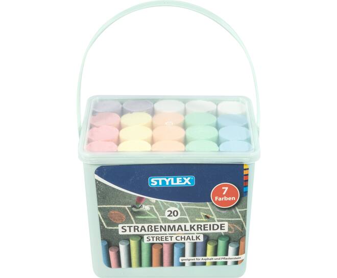 Street chalk, 20 pieces, in square bucket