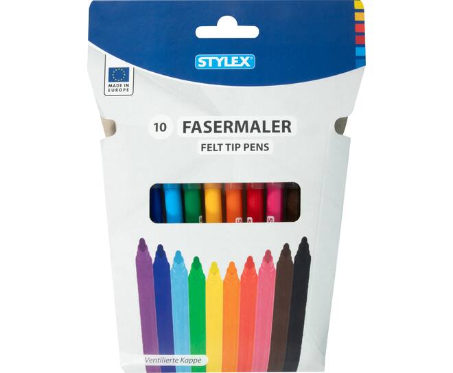 Fibre tip pens, 10 pcs
